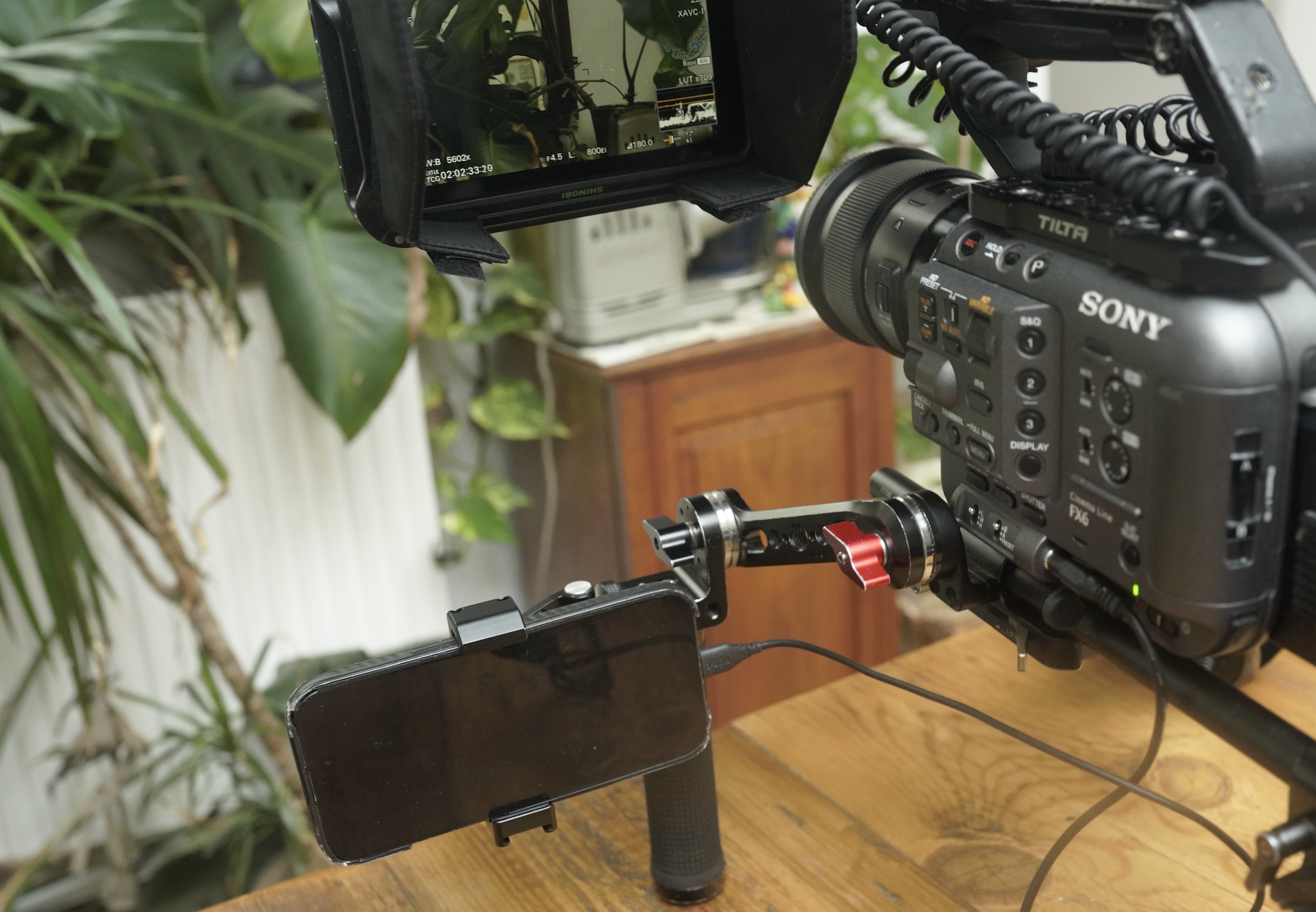 Phone mounted to camera rig